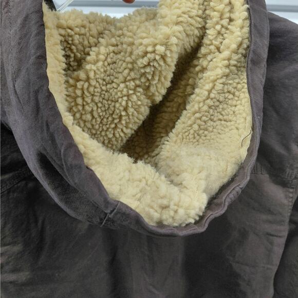 Lee Workwear Bomber Jacket Mens Medium Brown Sherpa Lined Hooded Coat Outdoor - Picture 9 of 14